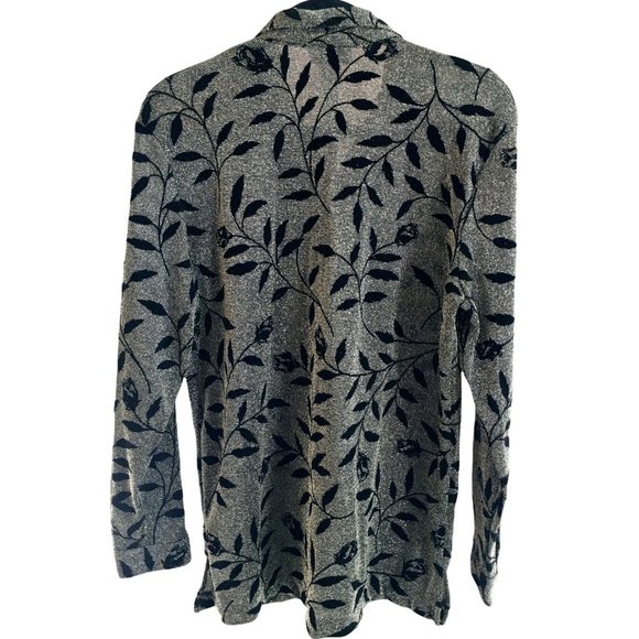 Alfred Dunner Blouse Size 12 Long Sleeves Black Gold Holiday Party Fall Career - Picture 2 of 7